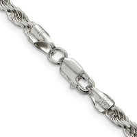 Sterling Silver 28" 3.75mm Diamond-Cut Rope Chain Necklace by Lumare Gioia
