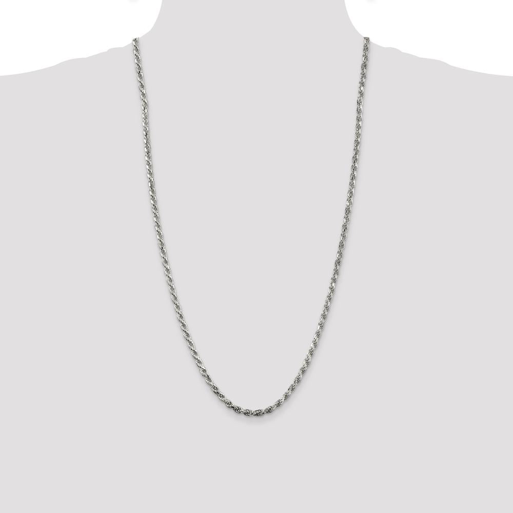 Sterling Silver 28" 3.75mm Diamond-Cut Rope Chain Necklace by Lumare Gioia