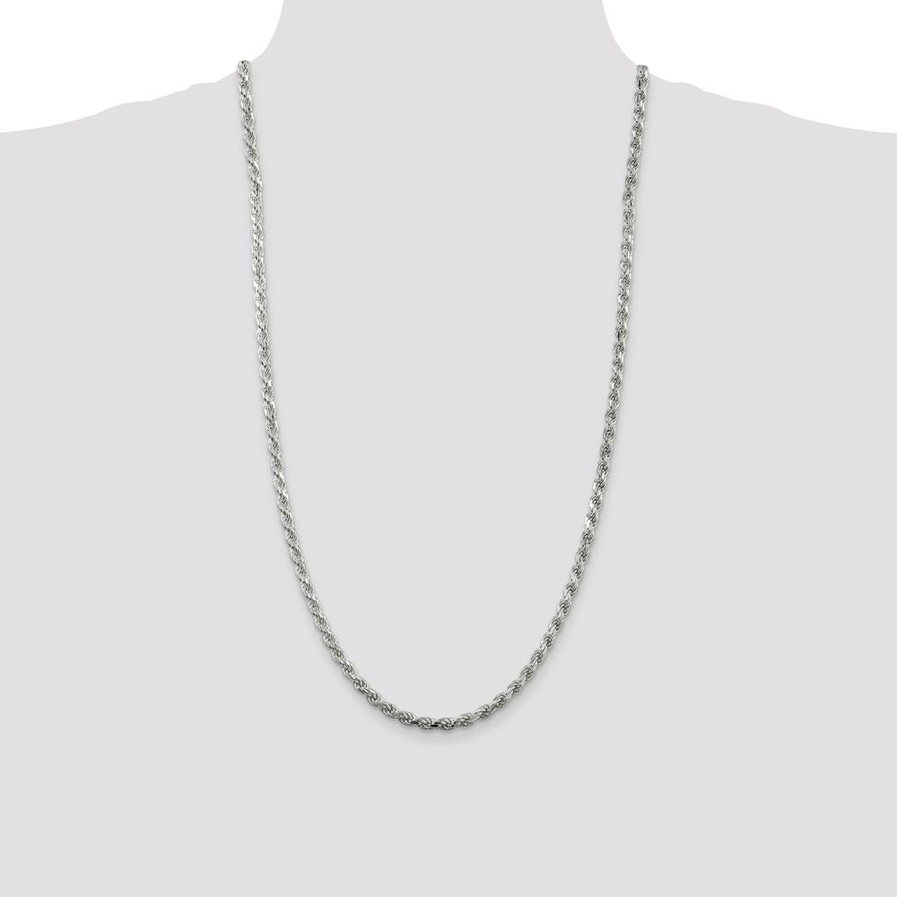 Sterling Silver 28" 4.25mm Diamond-Cut Rope Chain Necklace by Lumare Gioia
