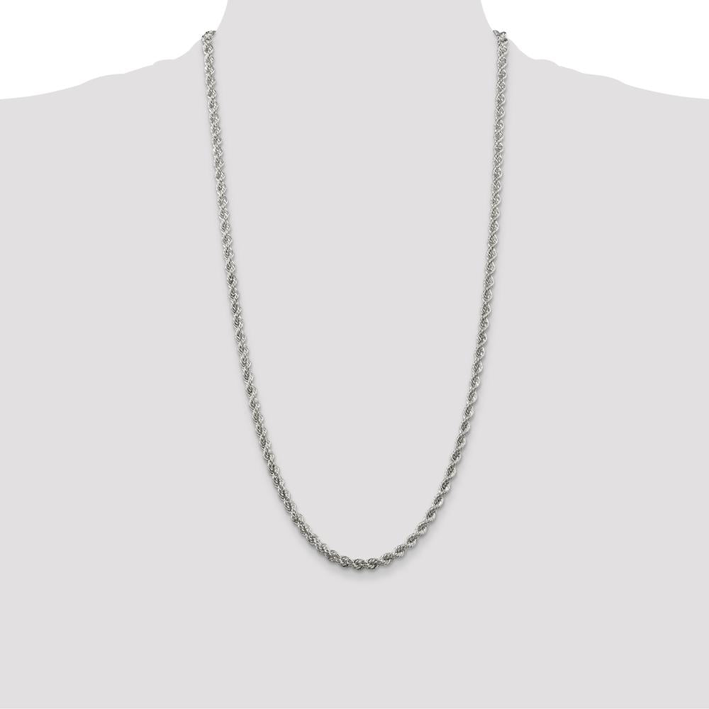 Sterling Silver 28" 4.3mm Solid Rope Chain with Lobster Clasp by Lumare Gioia