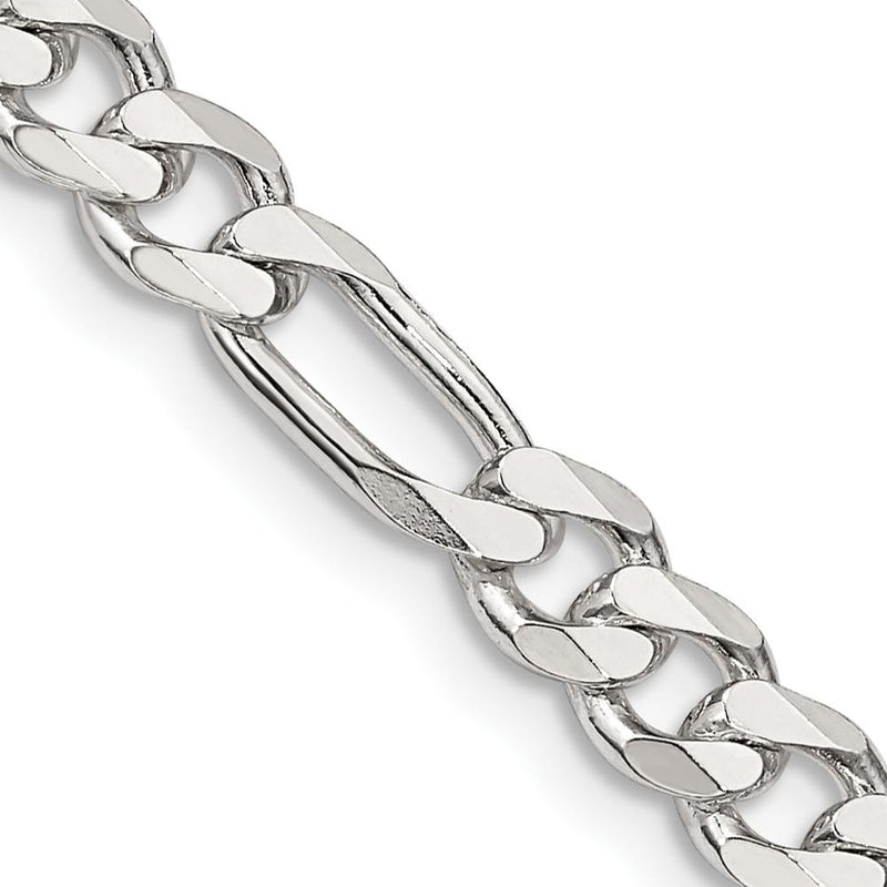 Sterling Silver 28" 5.5mm Figaro Chain Necklace with Lobster Clasp - Polished Finish by Lumare Gioia