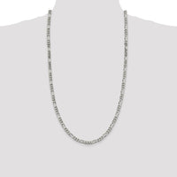 Sterling Silver 28" 5.5mm Figaro Chain Necklace with Lobster Clasp - Polished Finish by Lumare Gioia