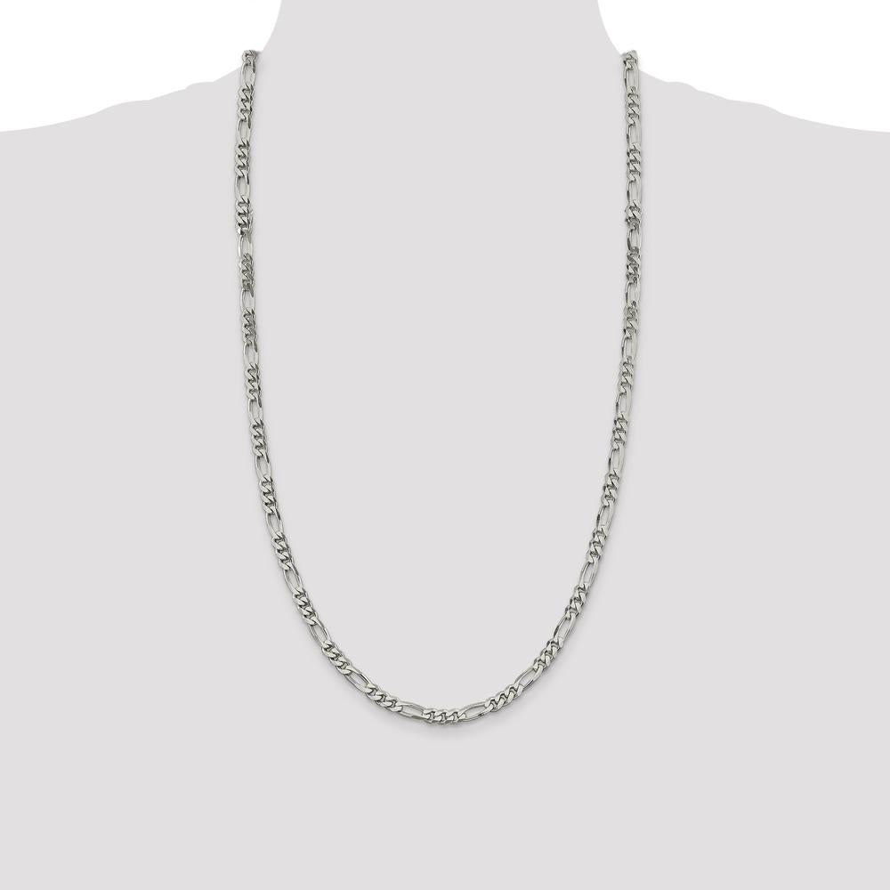 Sterling Silver 28" 5.5mm Figaro Chain Necklace with Lobster Clasp - Polished Finish by Lumare Gioia