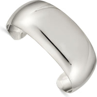 Sterling Silver 28.5mm Polished Cuff Bangle Bracelet - Solid 925 Silver Design by Lumare Gioia