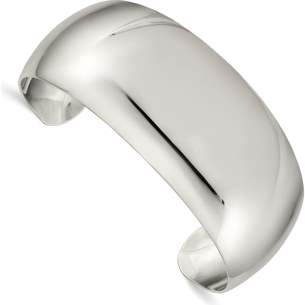 Sterling Silver 28.5mm Polished Cuff Bangle Bracelet - Solid 925 Silver Design by Lumare Gioia