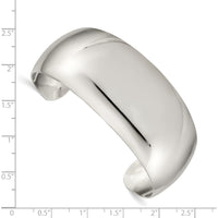 Sterling Silver 28.5mm Polished Cuff Bangle Bracelet - Solid 925 Silver Design by Lumare Gioia