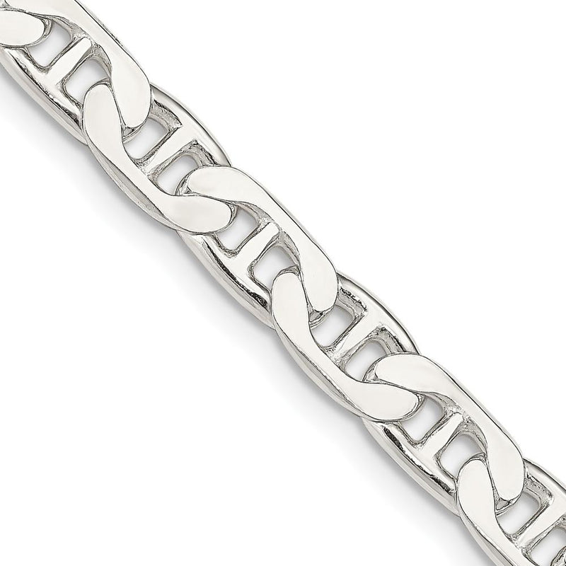 Sterling Silver 28" 6.5mm Flat Anchor Chain Necklace - Polished Finish by Lumare Gioia