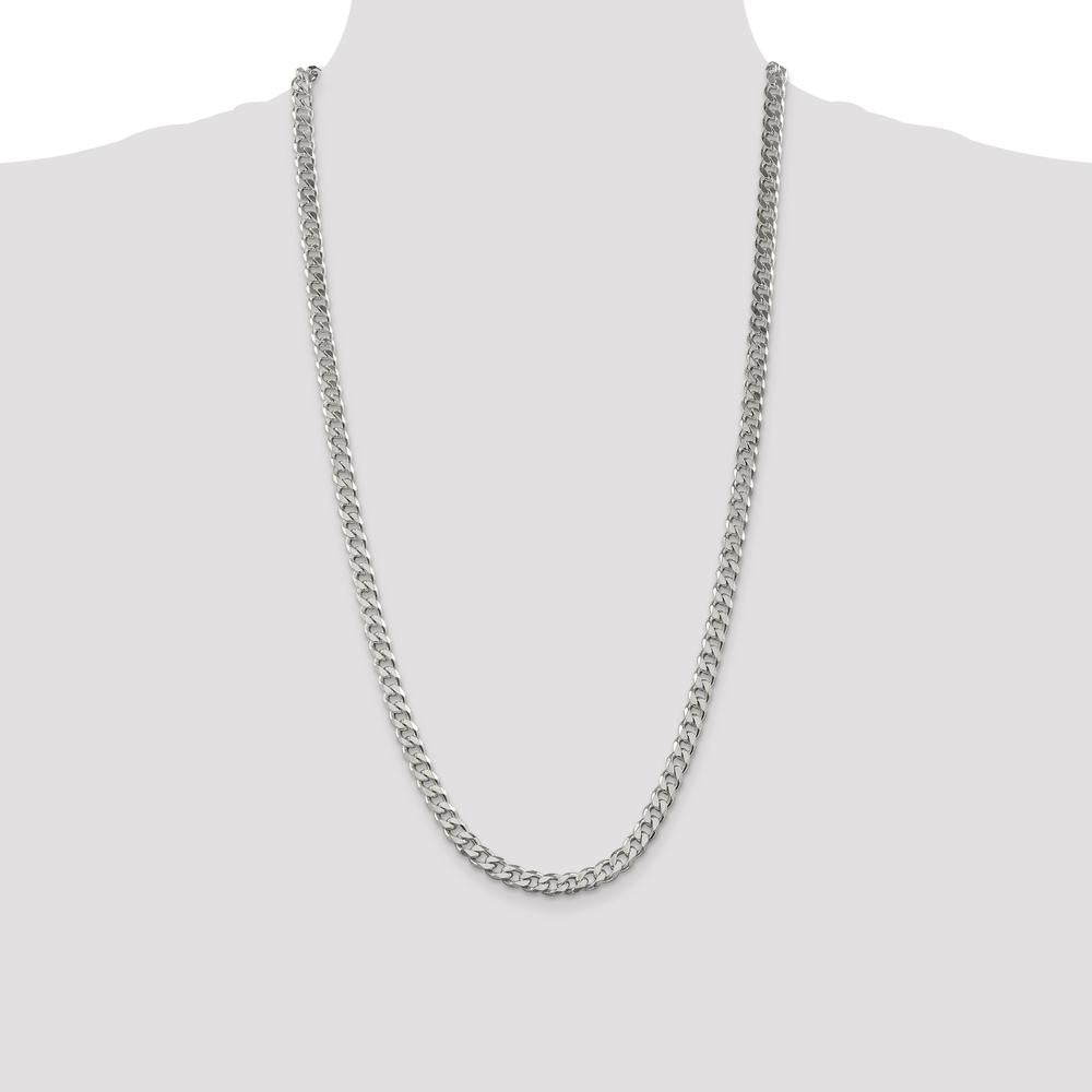 Sterling Silver 28" 6.5mm Polished Curb Chain with Lobster Clasp by Lumare Gioia