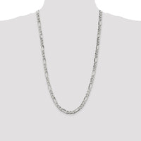 Sterling Silver 28" 6.75mm Figaro Chain Necklace with Lobster Clasp - Polished Finish by Lumare Gioia