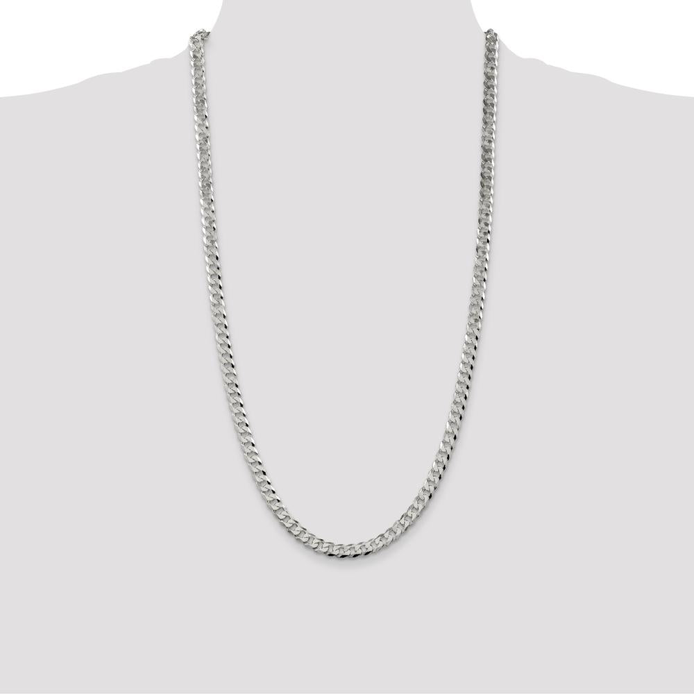 Sterling Silver 28" 6mm Beveled Curb Chain Necklace with Polished Finish by Lumare Gioia