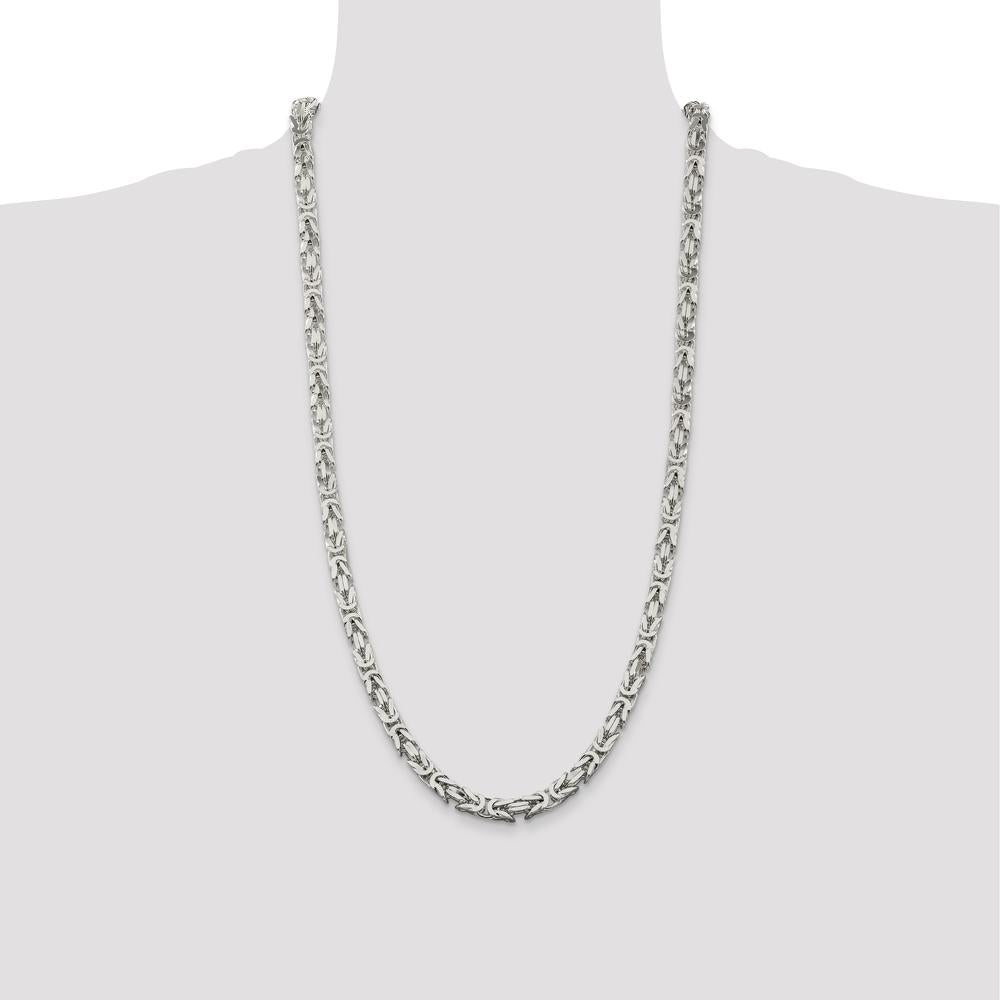 Sterling Silver 28" 6mm Byzantine Chain Necklace with Polished Finish by Lumare Gioia