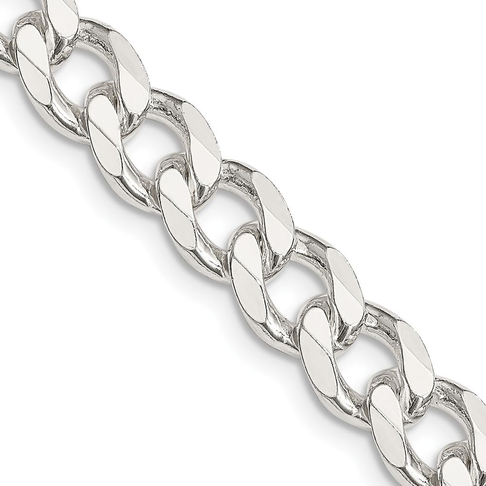 Sterling Silver 28" 8.3mm Polished Curb Chain with Lobster Clasp by Lumare Gioia