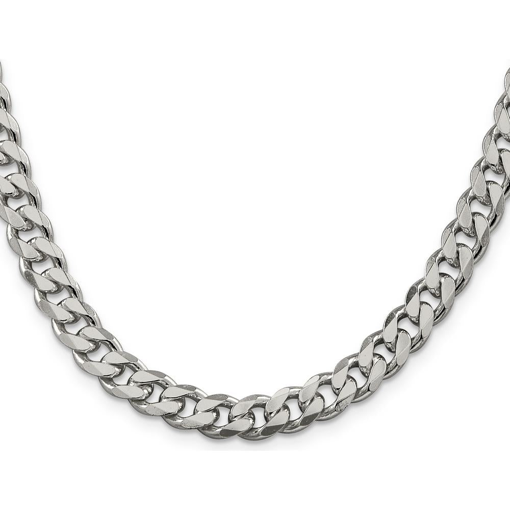 Sterling Silver 28" 8.3mm Polished Curb Chain with Lobster Clasp by Lumare Gioia