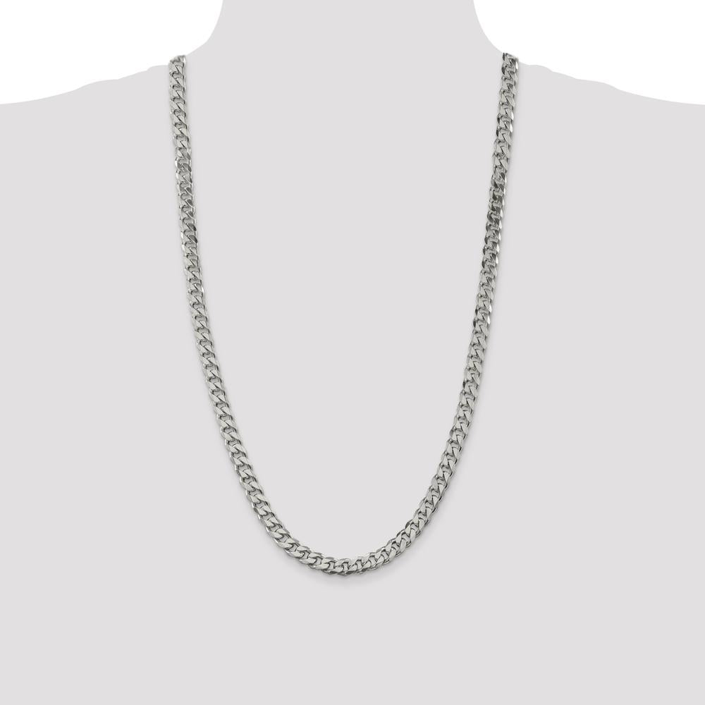 Sterling Silver 28" 8.3mm Polished Curb Chain with Lobster Clasp by Lumare Gioia