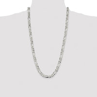 Sterling Silver 28" 8.5mm Flat Figaro Chain with Lobster Clasp by Lumare Gioia