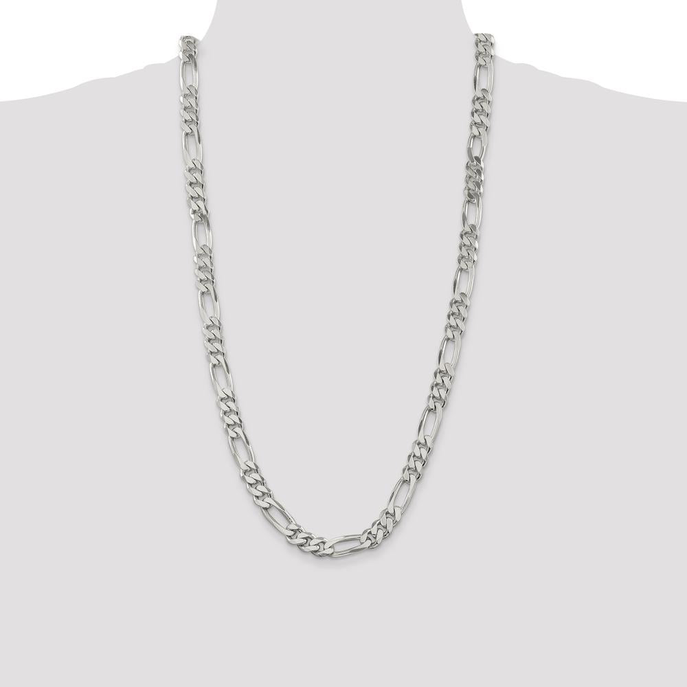 Sterling Silver 28" 9mm Figaro Chain with Polished Finish by Lumare Gioia