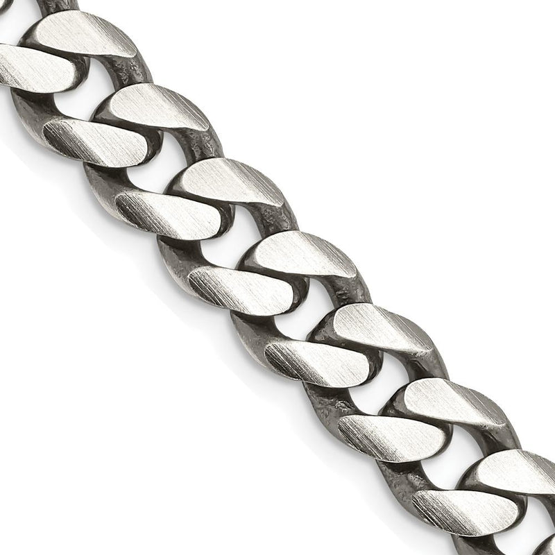 Sterling Silver 28" Antiqued Curb Chain - 9.3mm Width by Lumare Gioia