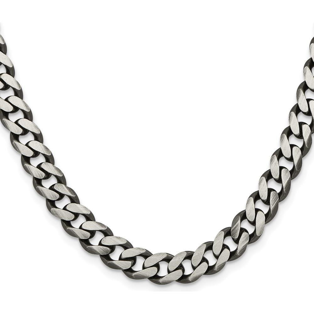 Sterling Silver 28" Antiqued Curb Chain - 9.3mm Width by Lumare Gioia