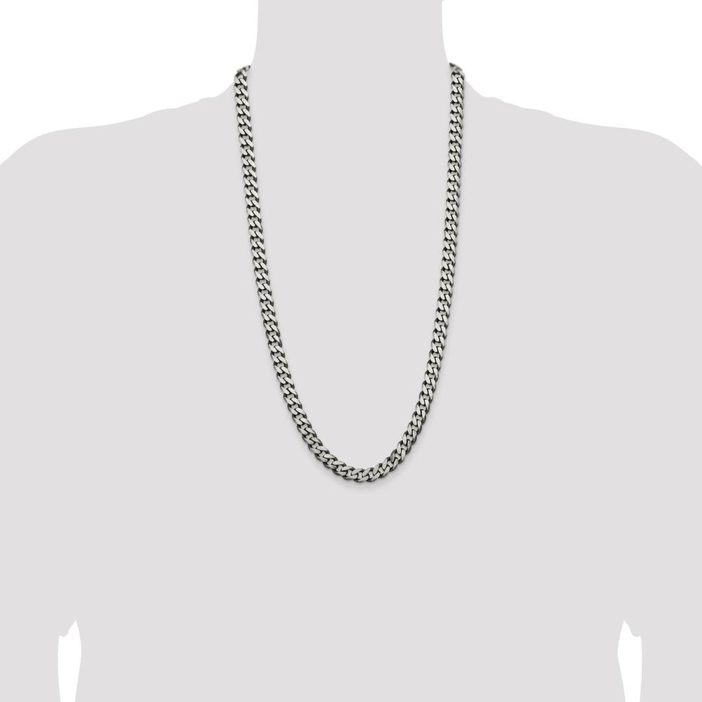 Sterling Silver 28" Antiqued Curb Chain - 9.3mm Width by Lumare Gioia