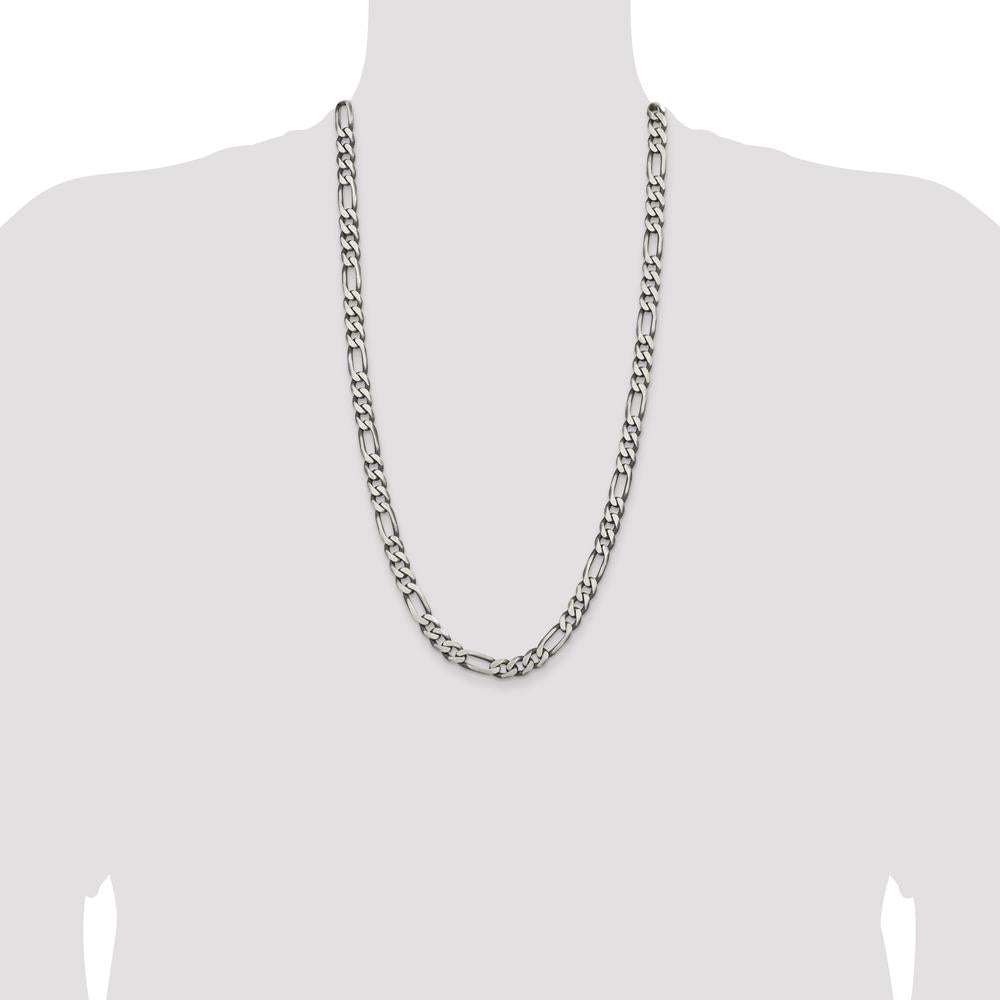 Sterling Silver 28" Antiqued Figaro Chain - 7.75mm Width by Lumare Gioia