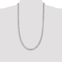 Sterling Silver 28" Beveled Curb Chain - Polished 7mm Width by Lumare Gioia