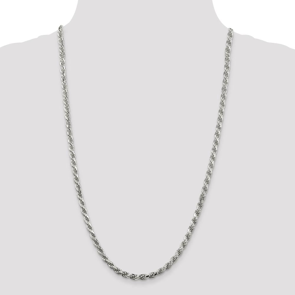 Sterling Silver 28" Diamond-Cut Rope Chain Necklace - 4.75mm Width by Lumare Gioia
