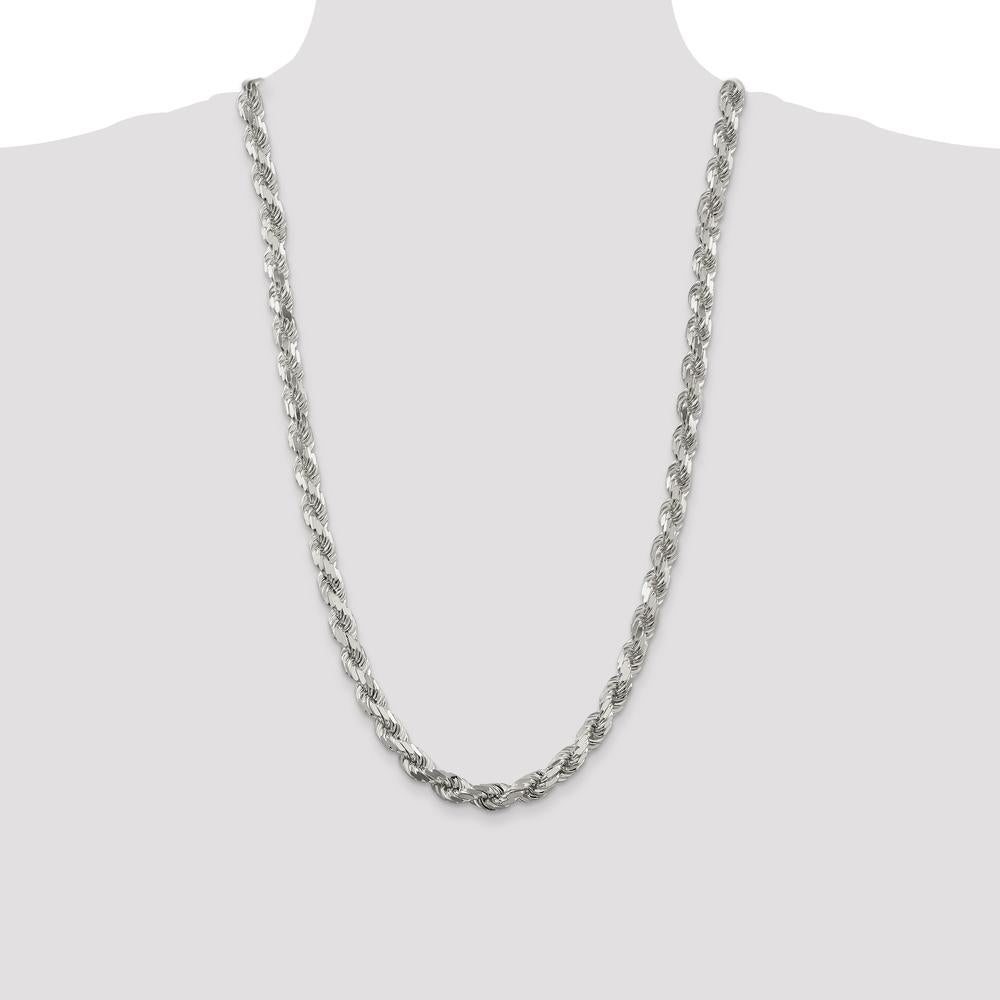 Sterling Silver 28" Diamond-Cut Rope Chain Necklace - 7.8mm Width by Lumare Gioia