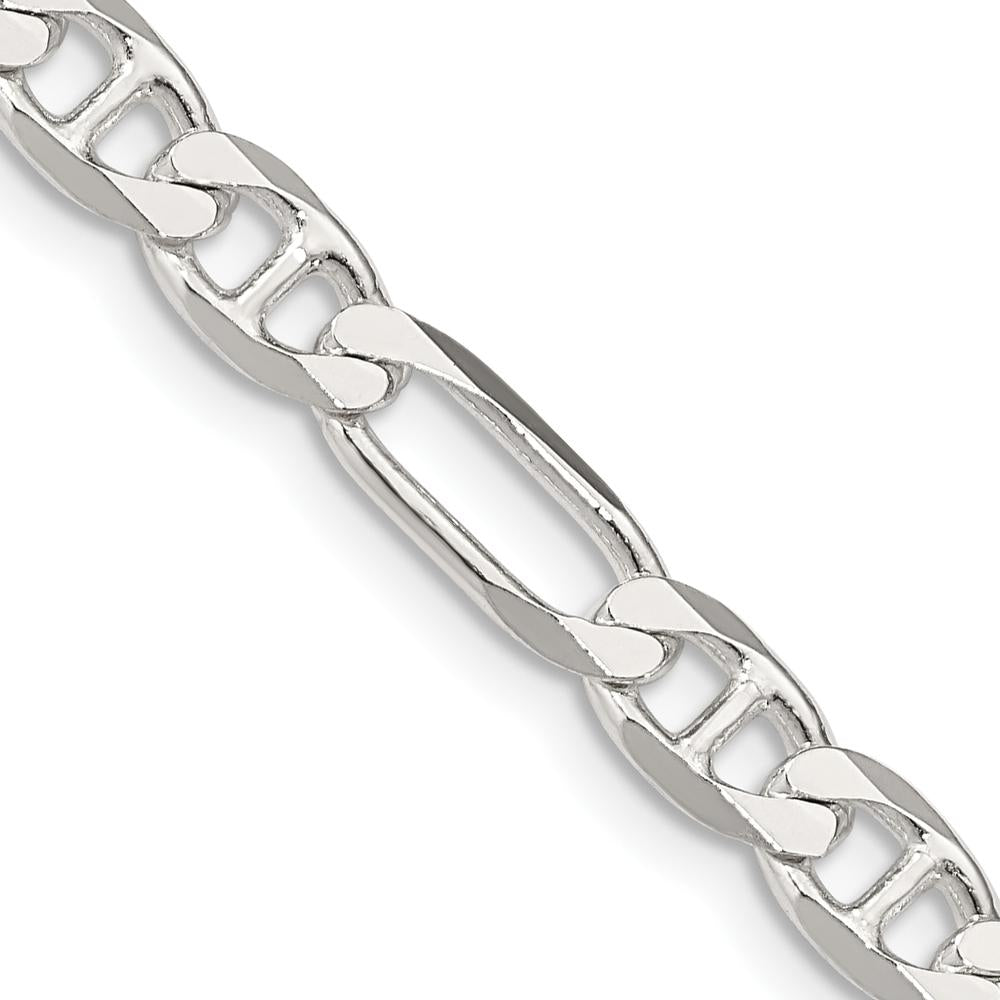 Sterling Silver 28" Figaro Anchor Chain Necklace - 5.5mm Width by Lumare Gioia