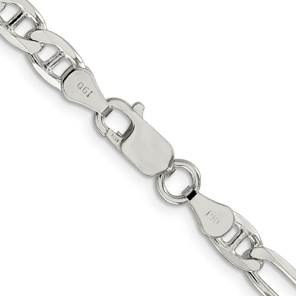 Sterling Silver 28" Figaro Anchor Chain Necklace - 5.5mm Width by Lumare Gioia