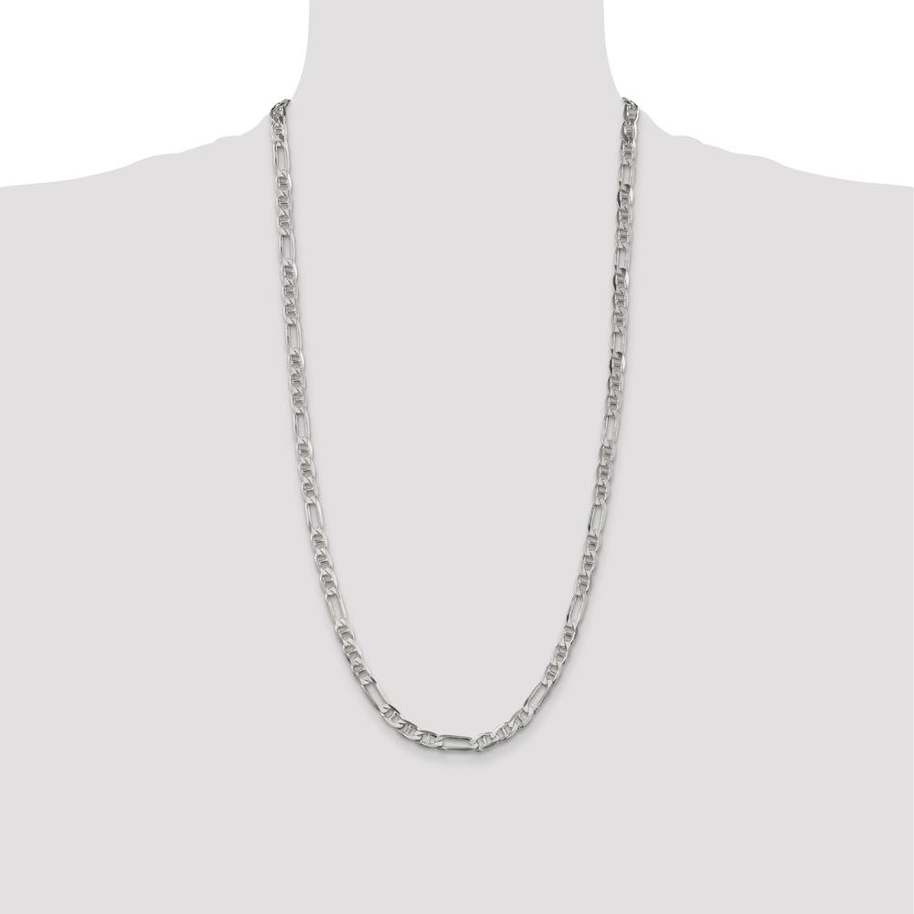 Sterling Silver 28" Figaro Anchor Chain Necklace - 5.5mm Width by Lumare Gioia