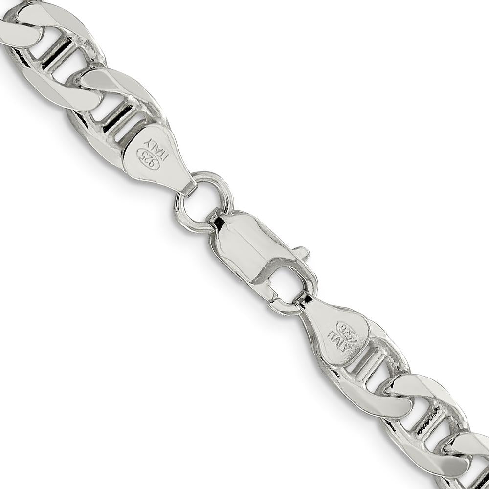 Sterling Silver 28" Figaro Anchor Chain Necklace - 7.5mm Width by Lumare Gioia