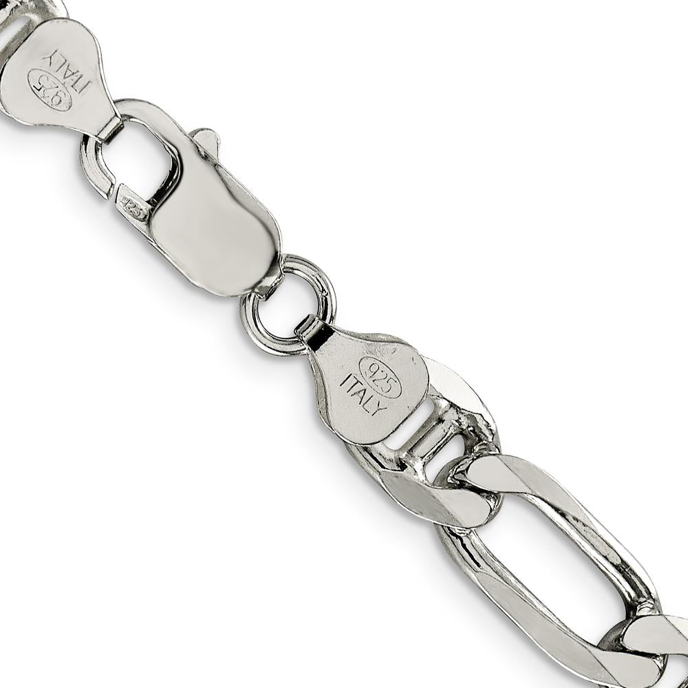 Sterling Silver 28" Figaro Anchor Chain with Lobster Clasp - 7.75mm Width by Lumare Gioia