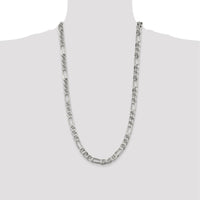 Sterling Silver 28" Figaro Anchor Chain with Lobster Clasp - 7.75mm Width by Lumare Gioia