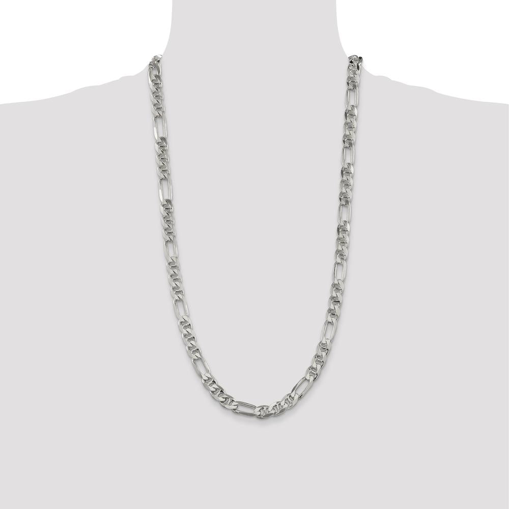 Sterling Silver 28" Figaro Anchor Chain with Lobster Clasp - 7.75mm Width by Lumare Gioia