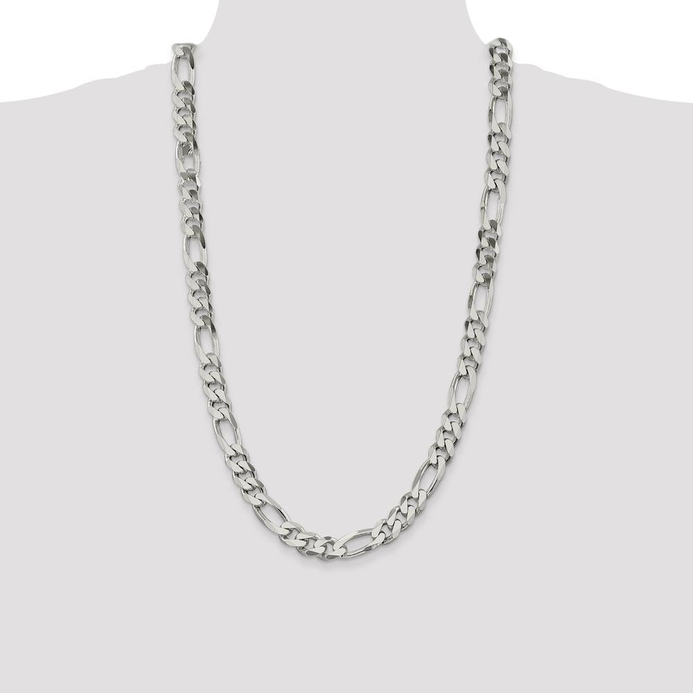Sterling Silver 28" Figaro Chain Necklace - 10.75mm Width by Lumare Gioia