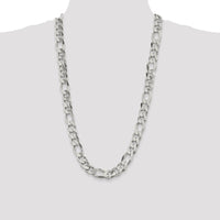 Sterling Silver 28" Figaro Chain with Polished Finish - 3.3mm Width, Lobster Clasp by Lumare Gioia