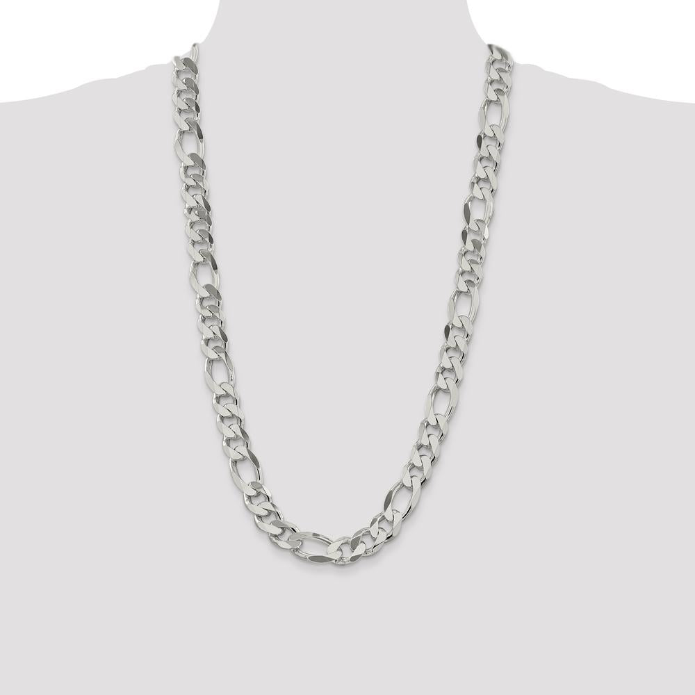 Sterling Silver 28" Figaro Chain with Polished Finish - 3.3mm Width, Lobster Clasp by Lumare Gioia