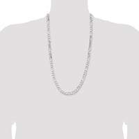 Sterling Silver 28" Figaro Chain with Polished Finish - 7.5mm Width by Lumare Gioia