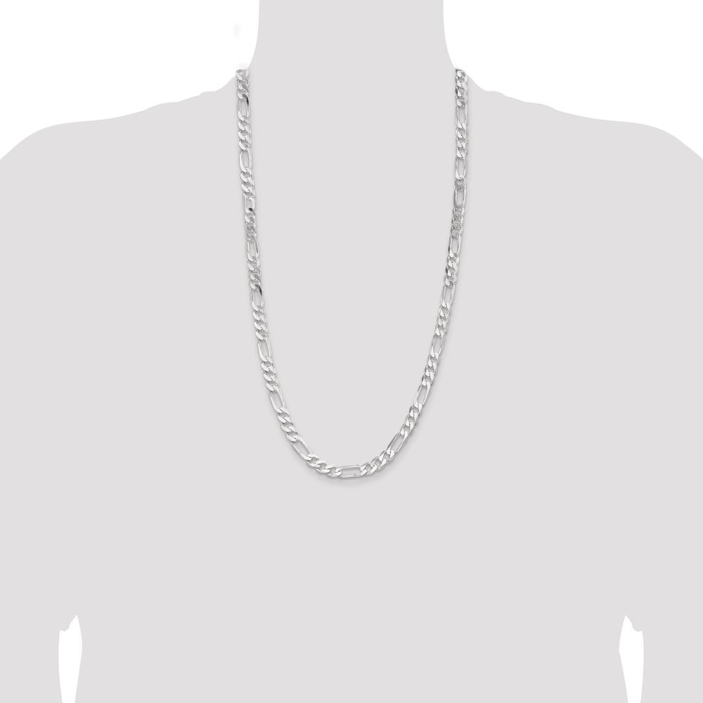 Sterling Silver 28" Figaro Chain with Polished Finish - 7.5mm Width by Lumare Gioia