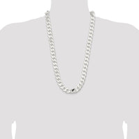 Sterling Silver 28" Polished 14.5mm Curb Chain for Men by Lumare Gioia