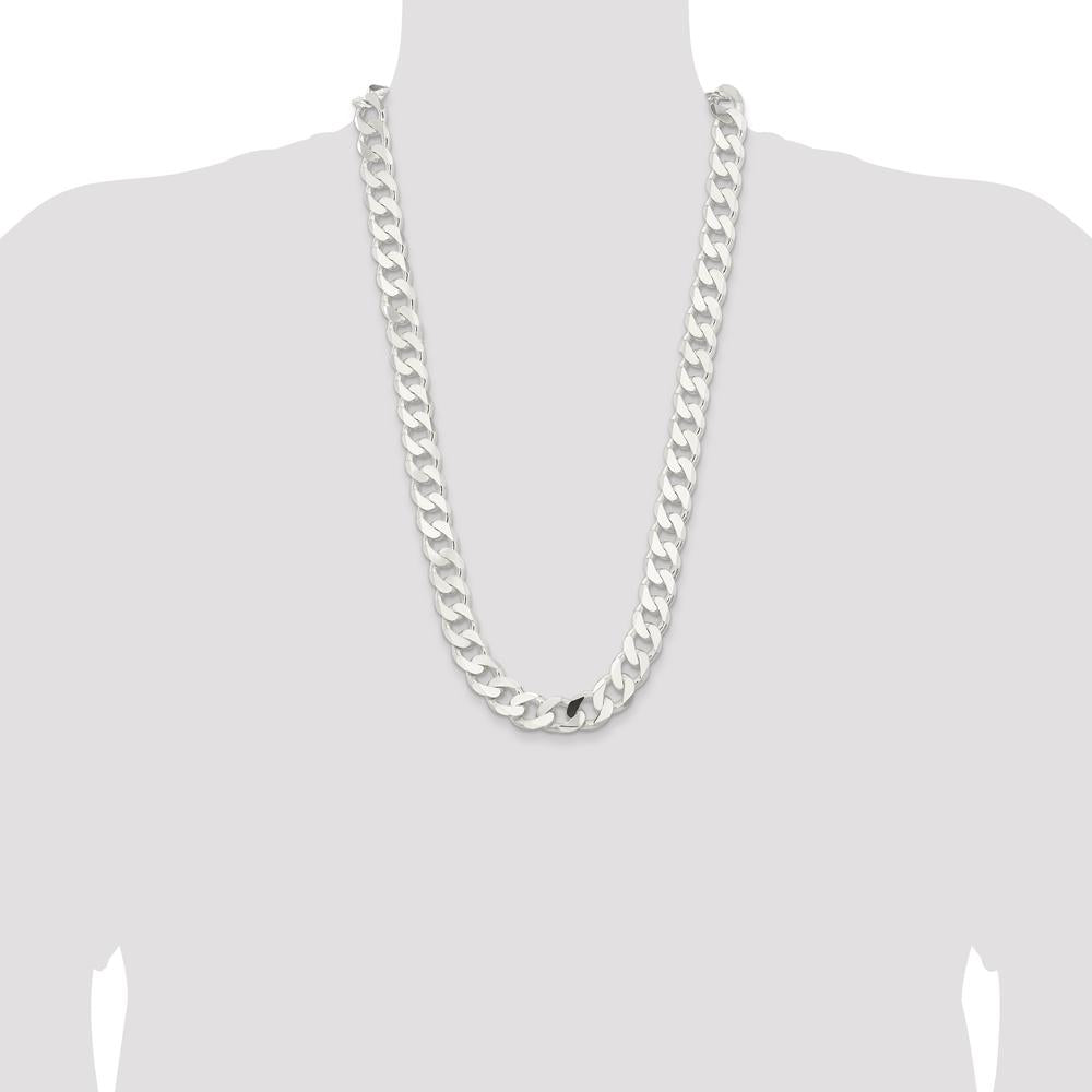 Sterling Silver 28" Polished 14.5mm Curb Chain for Men by Lumare Gioia