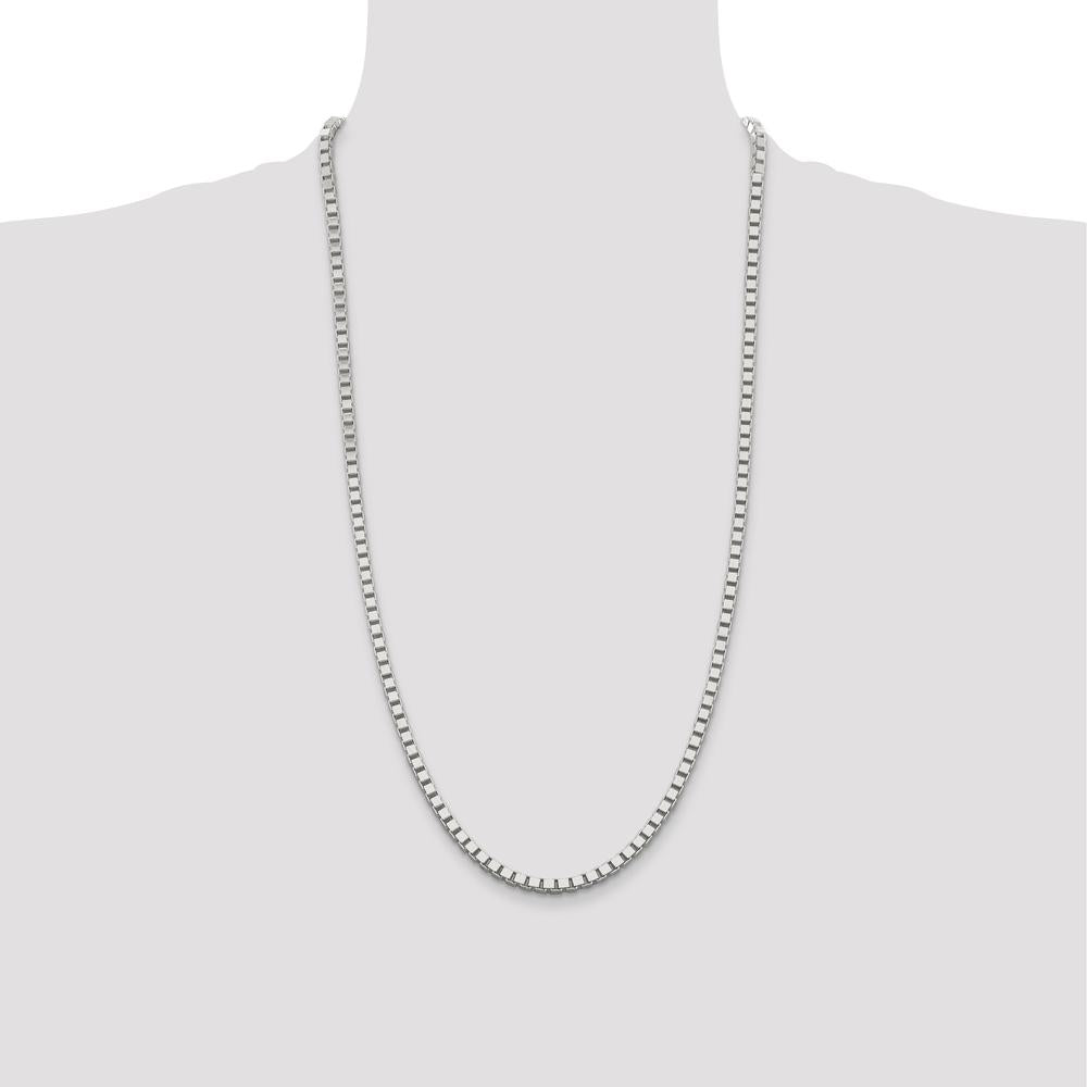 Sterling Silver 28" Polished Box Chain with Lobster Clasp by Lumare Gioia