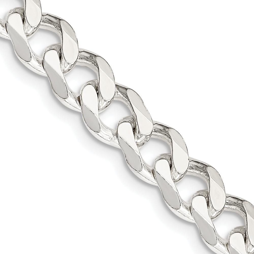 Sterling Silver 28" Polished Curb Chain - 7.5mm Width by Lumare Gioia