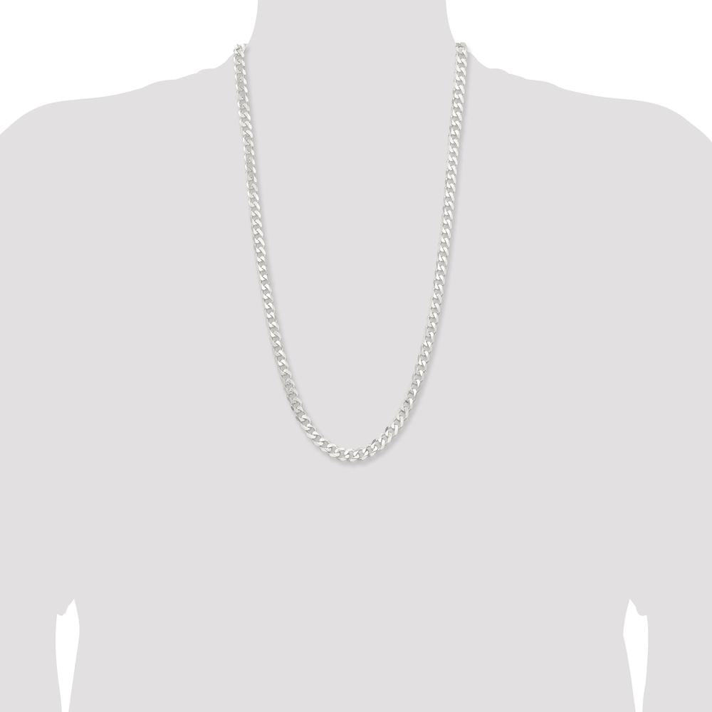 Sterling Silver 28" Polished Curb Chain - 7.5mm Width by Lumare Gioia