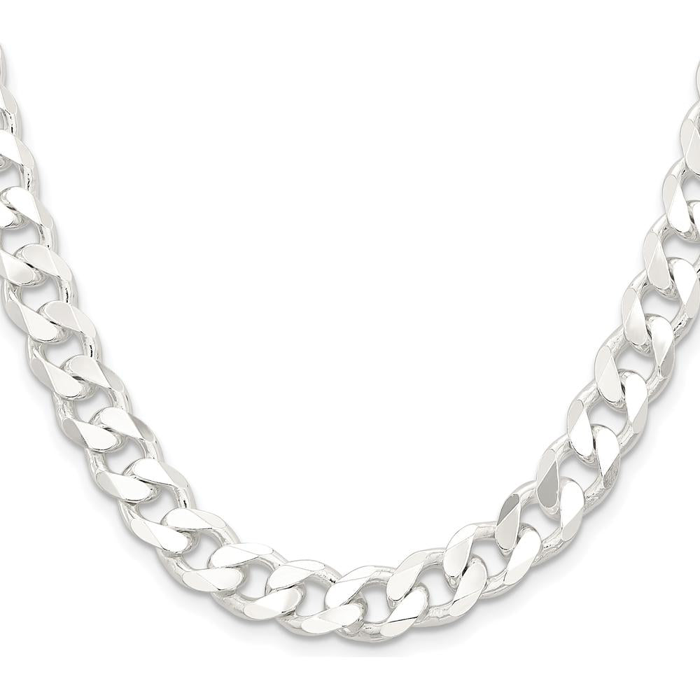 Sterling Silver 28" Polished Curb Chain with Lobster Clasp - 9.3mm Width by Lumare Gioia