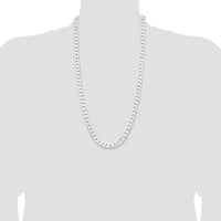 Sterling Silver 28" Polished Curb Chain with Lobster Clasp - 9.3mm Width by Lumare Gioia