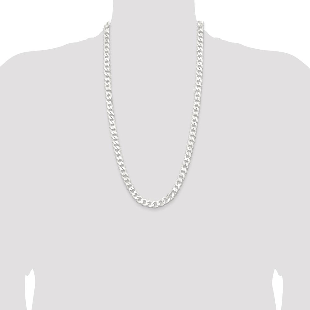 Sterling Silver 28" Polished Curb Chain with Lobster Clasp - 9.3mm Width by Lumare Gioia