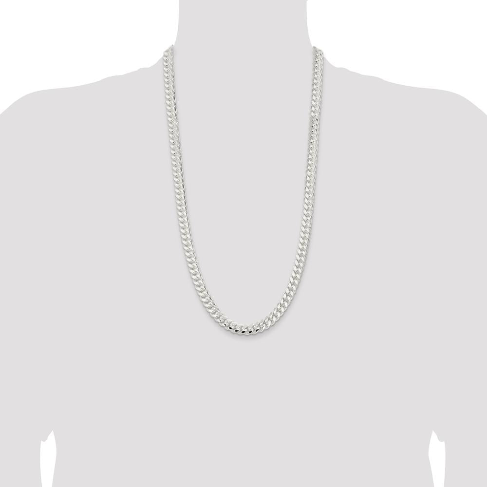 Sterling Silver 28" Polished Domed Curb Chain - 9mm Width by Lumare Gioia
