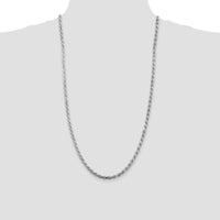Sterling Silver 28" Rhodium-Plated 4.25mm Diamond-Cut Rope Chain Necklace by Lumare Gioia