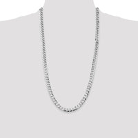 Sterling Silver 28" Rhodium-Plated 8.5mm Flat Curb Chain by Lumare Gioia